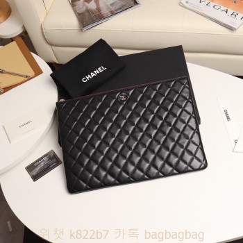샤넬 CHANEL  램스킨/캐비어 클러치백 라지 금장/은장