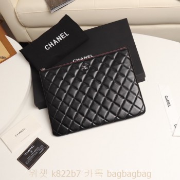 샤넬 CHANEL  램스킨/캐비어 클러치백 금장/은장