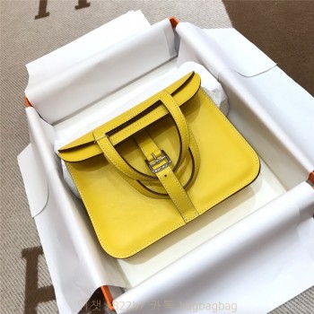 에르메스 HERMES  미니 할잔백 Swift 가죽 금장 은장 22cm