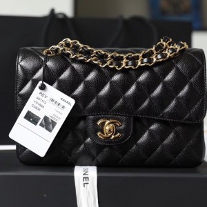 샤넬 CHANEL 클래식백 캐비어 램스킨 금장 은장 23cm
