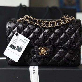 샤넬 CHANEL 클래식백 캐비어 램스킨 금장 은장 23cm