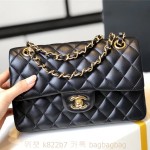 샤넬 CHANEL 클래식백 캐비어 램스킨 금장 은장 23cm