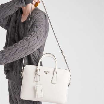 프라다 PRADA 남성 남자 2VE368 리나일론 사피아노 가죽 브리프케이스