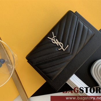 입생로랑 장지갑 캐비어 램스킨 은장/금장 372264