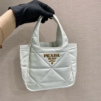 프라다 PRADA 마이크로 탑스티치드 나파 가죽 토트백 1BG451