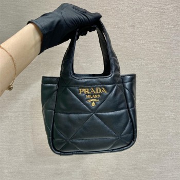 프라다 PRADA 마이크로 탑스티치드 나파 가죽 토트백 1BG451