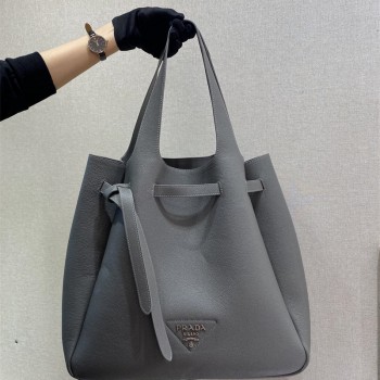 [프라다]삼각로고 드로스트링 가죽 넥타이 리본 숄더 토트백 1BG339