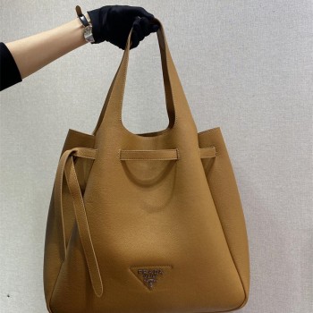 [프라다]삼각로고 드로스트링 가죽 넥타이 리본 숄더 토트백 1BG339