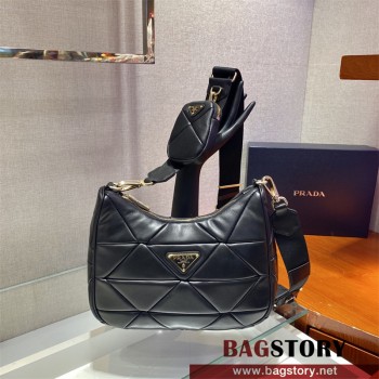 프라다 삼각로고 패딩 패치워크 숄더백 1BC151