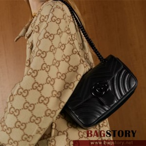 구찌 GUCCI 446744 GG 마몽 미니 숄더백 블랙