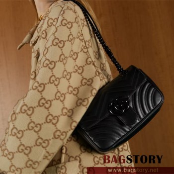 구찌 GUCCI 446744 GG 마몽 미니 숄더백 블랙