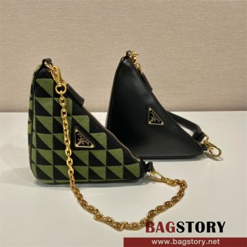 프라다 심볼 가죽 패브릭 미니 숄더백 1BC176