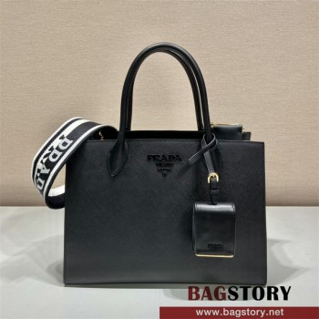 프라다 모노크롬 사피아노 레더 핸드백 1BA155