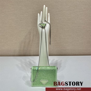 프라다 숄더 스트랩 카드 홀더 체인 크로스백 1MR024