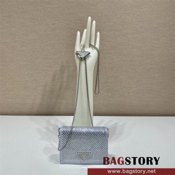 프라다 숄더 스트랩 카드 홀더 체인 크로스백 1MR024