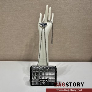 프라다 숄더 스트랩 카드 홀더 체인 크로스백 1MR024