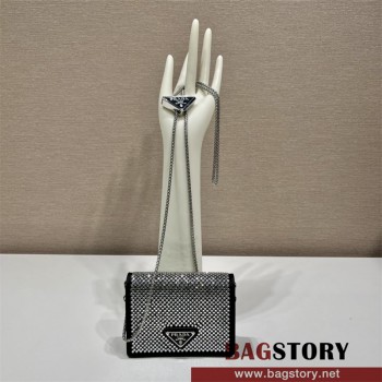 프라다 숄더 스트랩 카드 홀더 체인 크로스백 1MR024