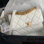 샤넬 CHANEL 램스킨 퀄팅 cc로고 핸들 스몰 플랩 크로스백 AS3240 21CM