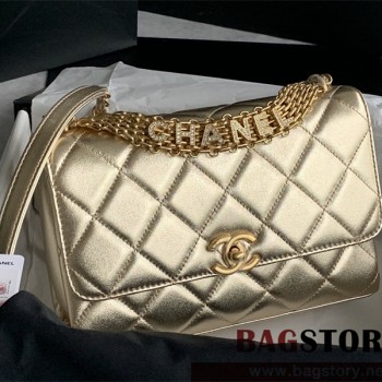 샤넬 CHANEL 램스킨 퀄팅 cc로고 핸들 미디움 플랩 크로스백 AS3241 23CM