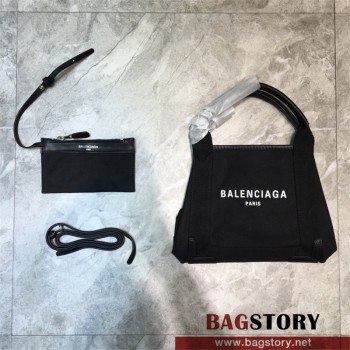  발렌시아가 BALENCIAGA 네이비 카바스 토트백 미니