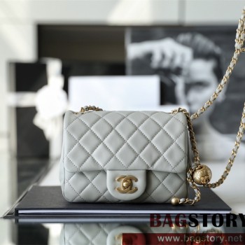 샤넬 CHANEL 골드볼 램스킨 클래식백 18CM