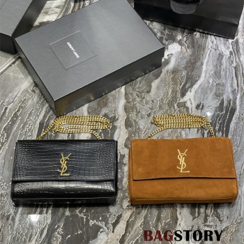 입생로랑 YSL 리버서블 스웨이드 케이트 체인 크로스백 28.5CM