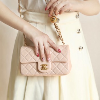 샤넬 CHANEL 골드볼 램스킨 클래식백 20CM