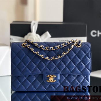 샤넬 CHANEL 클래식백 캐비어 램스킨 금장 은장 25cm