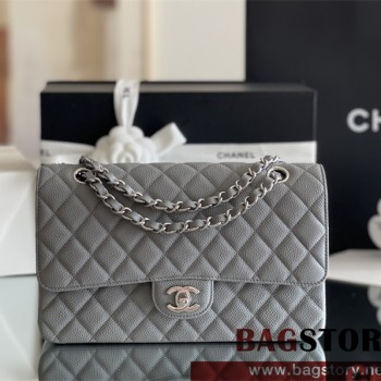 샤넬 CHANEL 클래식백 캐비어 램스킨 금장 은장 25cm