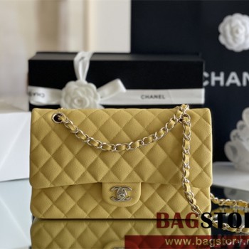 샤넬 CHANEL 클래식백 캐비어 램스킨 금장 은장 25cm
