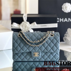 샤넬 CHANEL 클래식백 캐비어 램스킨 금장 은장 25cm
