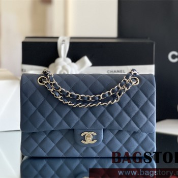샤넬 CHANEL 클래식백 캐비어 램스킨 금장 은장 25cm