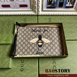 구찌 GUCCI 베스트리에 벌 모양 프린트 GG 수프림 파우치 473904