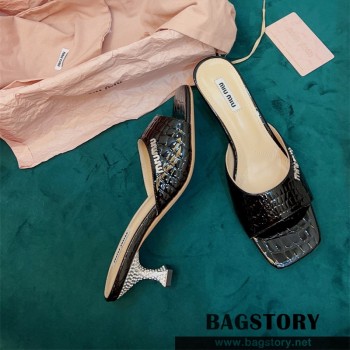 미우미우 MIUMIU 힐 샌들 슬리퍼