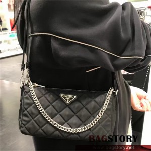 프라다 PRADA 포코노 테수토 퀼팅 체인 미니 크로스 숄더백  1BH026