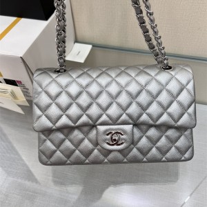 샤넬 CHANEL 클래식백 캐비어 램스킨 금장 은장 25cm