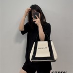 발렌시아가 BALENCIAGA 네이비 카바스 토트백 30cm