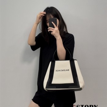 발렌시아가 BALENCIAGA 네이비 카바스 토트백 30cm