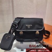 프라다 삼각로고 리나일론 사피아노 레더 숄더백 2VD034