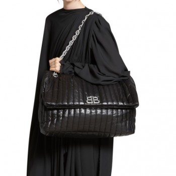 발렌시아가 BALENCIAGA 여성 MONACO 라지 퀼트 체인백 블랙