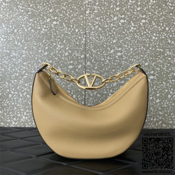 발렌티노 Valentino 브이로고 문 스몰 소프트 그레인 송아지 가죽 체인 호보 백