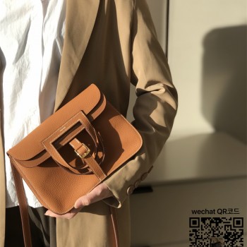 에르메스 HERMES 미니 할잔백 togo가죽 금장 은장 22cm