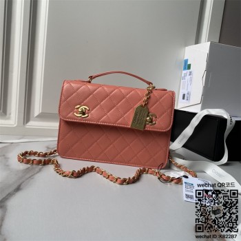 샤넬 CHANEL 램스킨 박스 핸들백 토트백 AS6025