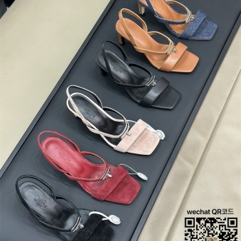 에르메스 HERMES 힐 샌들 슬리퍼 7.5cm