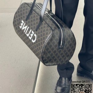 셀린느 CELINE 프린트 트리옹프 캔버스 블랙 더플백 113852