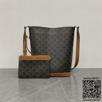 셀린느 CELINE 버킷 트리옹프 캔버스 카프스킨 116332