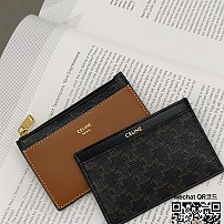 셀린느 CELINE  지퍼 카드 지갑 - 트리옹프 캔버스 & 램스킨 100992