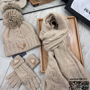 프라다 PRADA 모자 목도리 장갑 세트