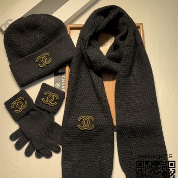 샤넬 CHANEL 모자 목도리 장갑 세트