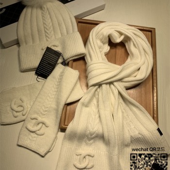 샤넬 CHANEL 모자 목도리 장갑 세트